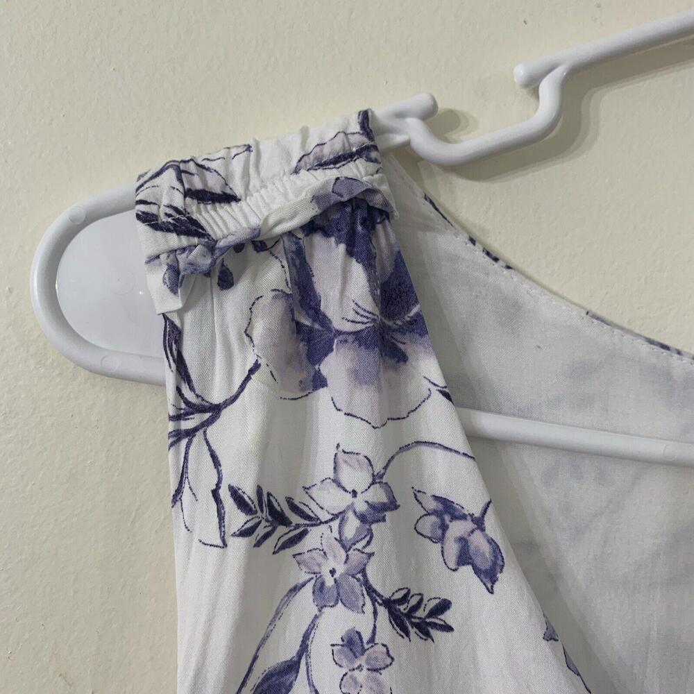 Women's Cynthia Rowley Floral Blue White MIDI Dress Size S Cottagecore Garden - Picture 7 of 10